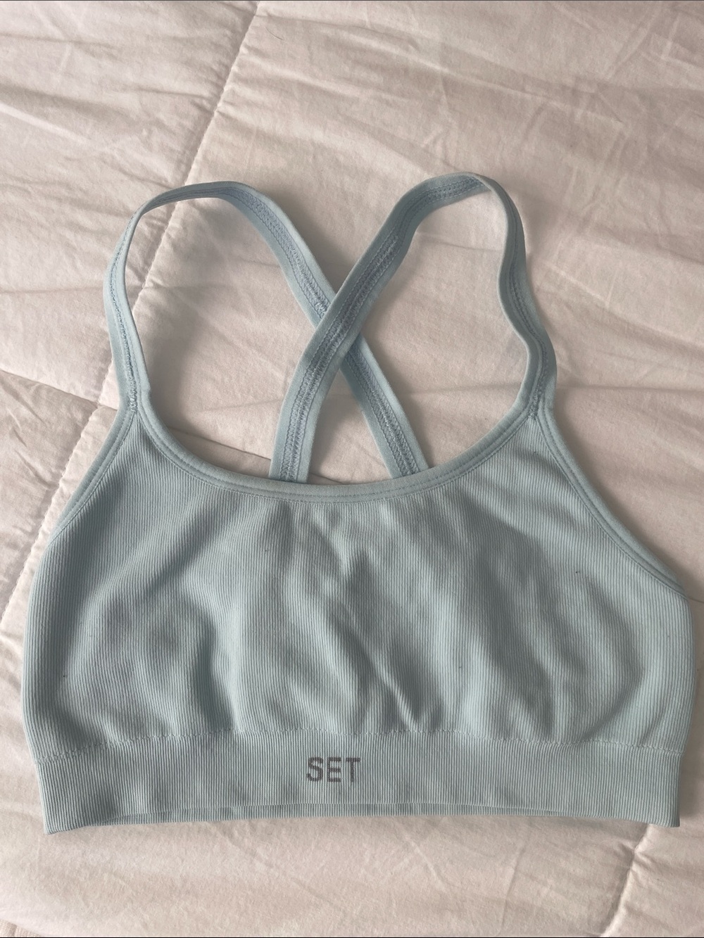 SET Active Pale Blue Seamless Crossback Bralette
